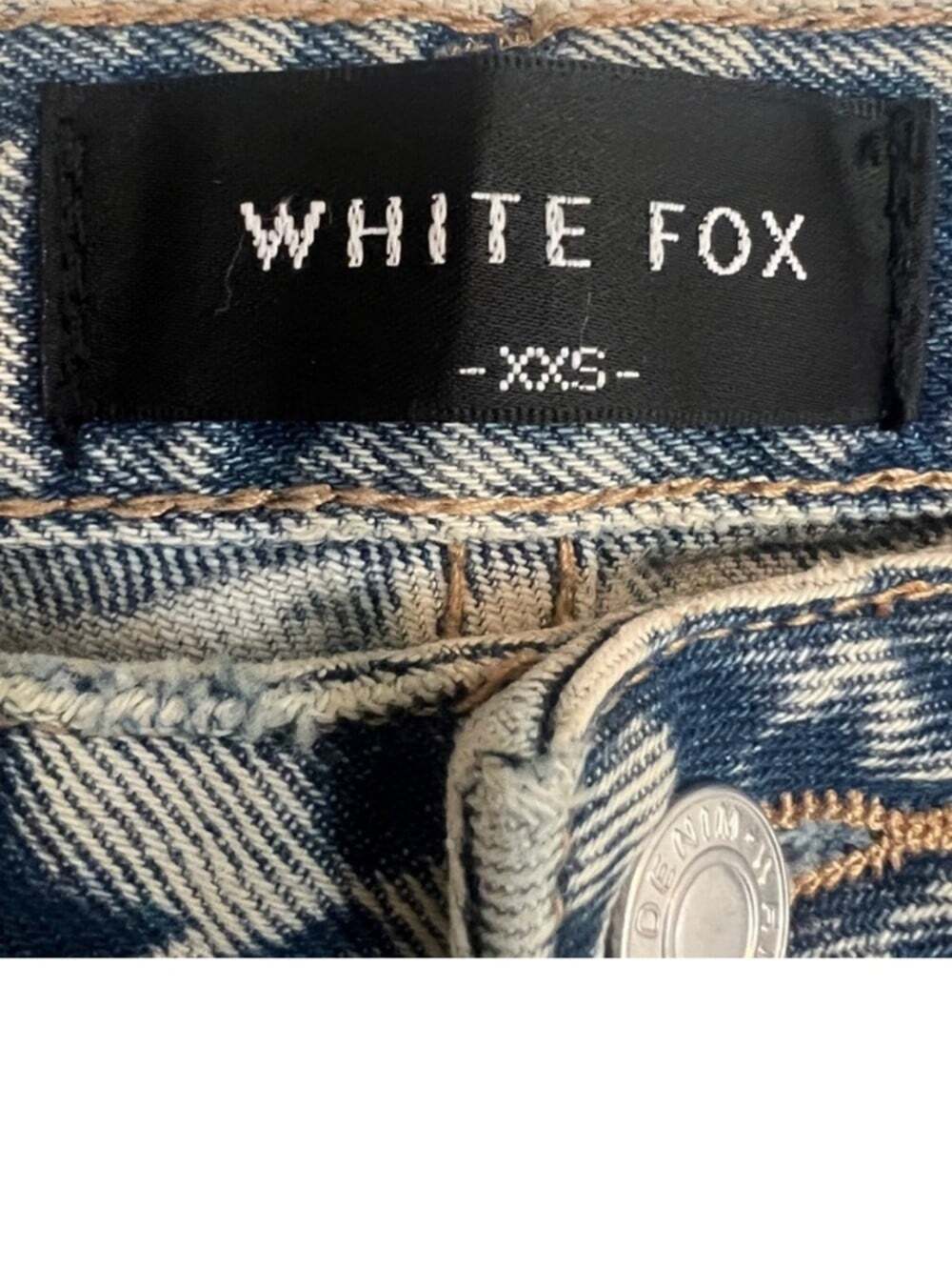 White Fox 100% Cotton 90s Retro Grunge Edgy Acid Wash Straight Leg Jeans-XXS - Picture 3 of 7